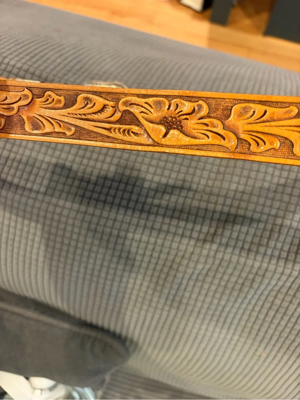 Chambers Brown/Tan Hand Tooled Leather Western Belt Silver Buckle Size 36 NWOTS!